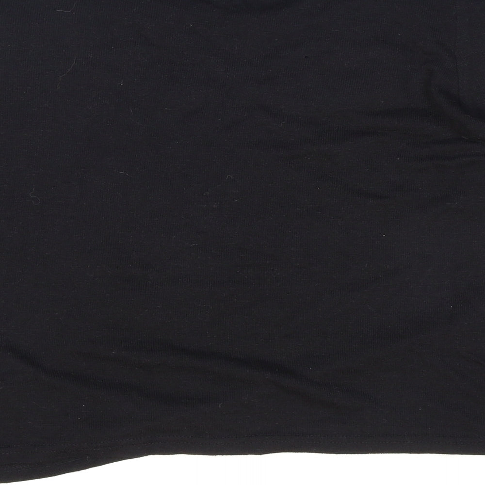 New Look Womens Black Round Neck Polyester Pullover Jumper Size M - Flower Detail