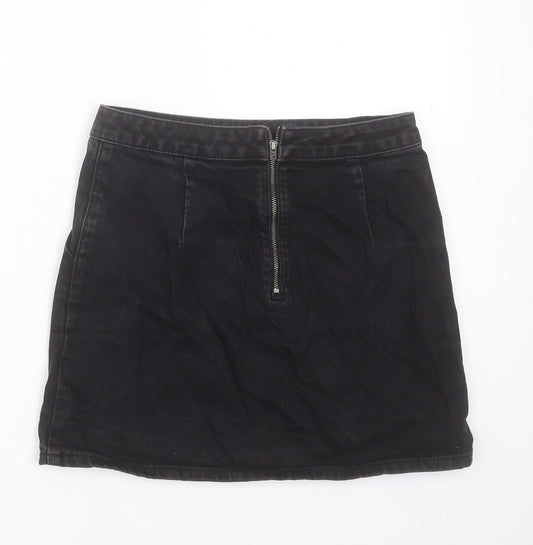 Topshop Womens Blue Cotton A-Line Skirt Size 26 in Zip