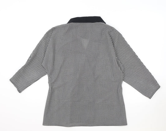 Preworn Womens Black Geometric Jacket Blazer Size 14 Button