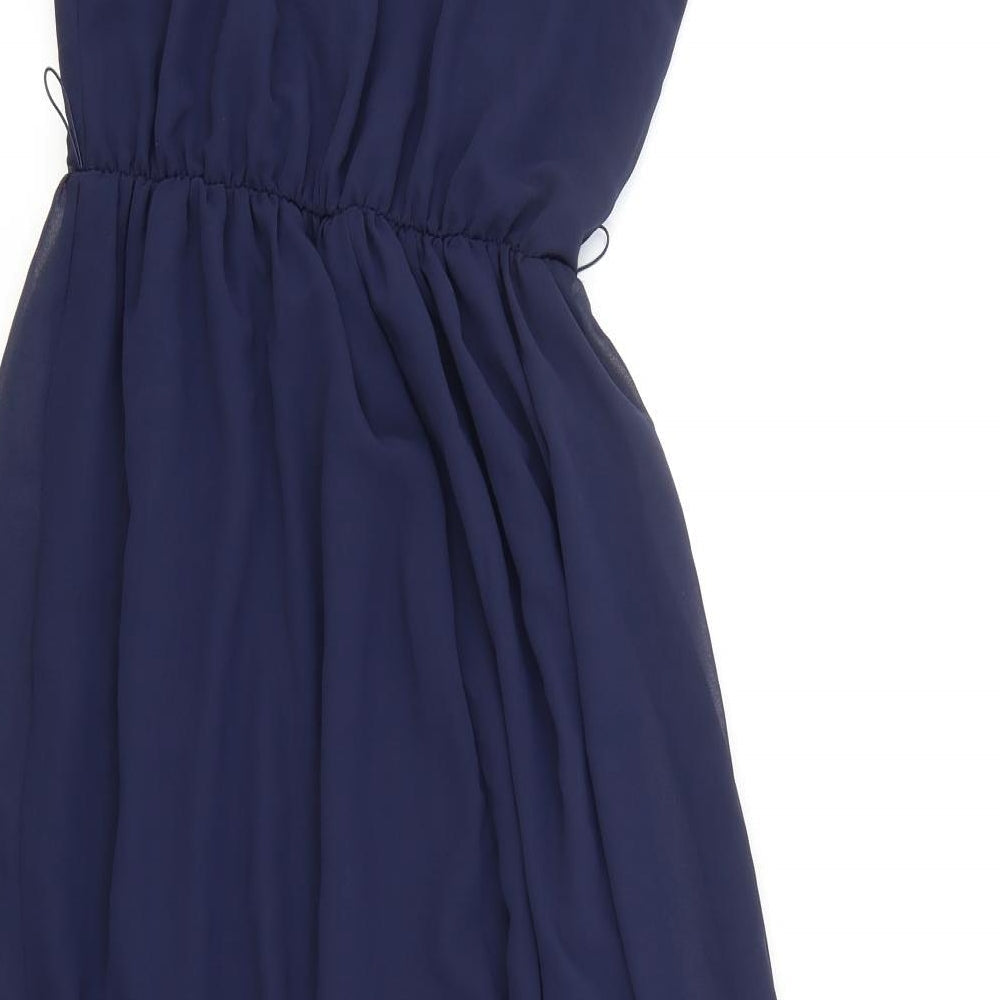 Zack Womens Blue Polyester Fit & Flare Size 8 V-Neck Pullover