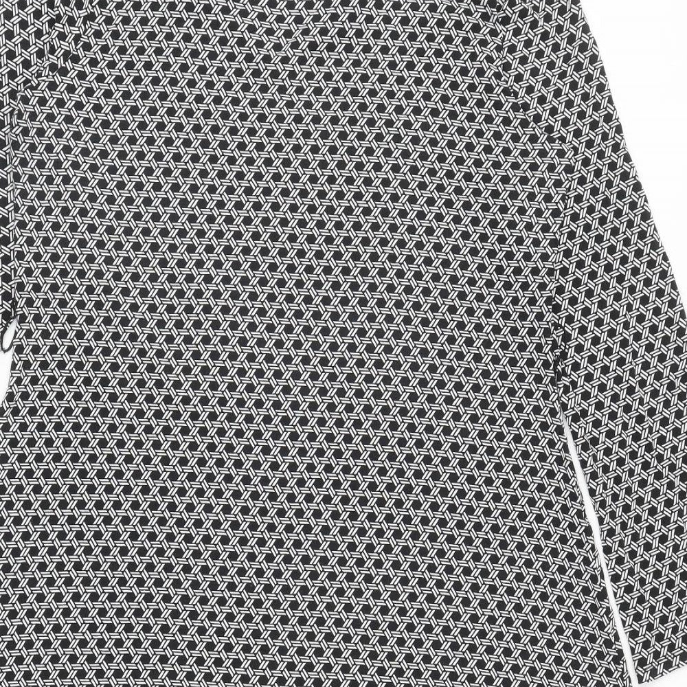 Very Womens Black Geometric Viscose A-Line Size 18 Boat Neck Pullover