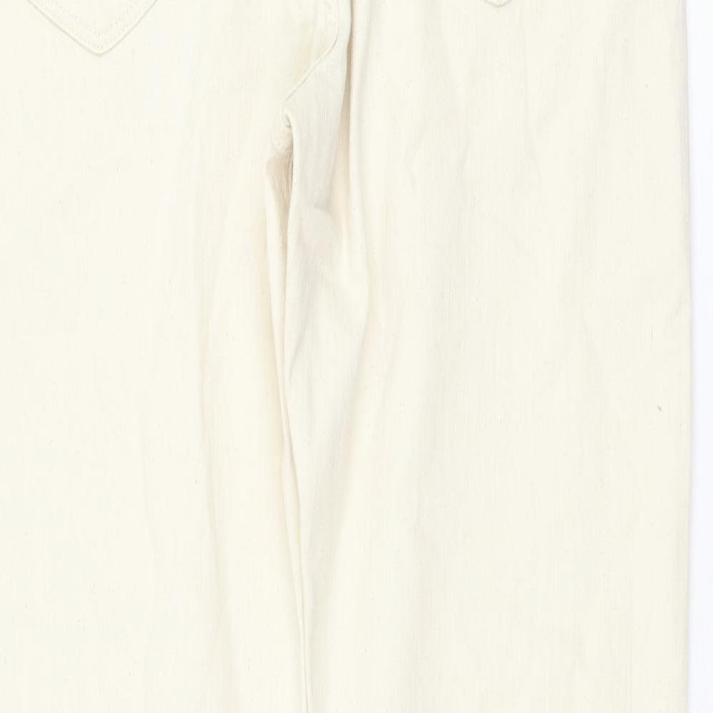 Marks and Spencer Womens Ivory Cotton Straight Jeans Size 32 in L33 in Regular Zip