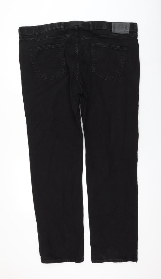 Preworn Womens Black Polyester Straight Jeans Size 42 L30 in Regular Zip