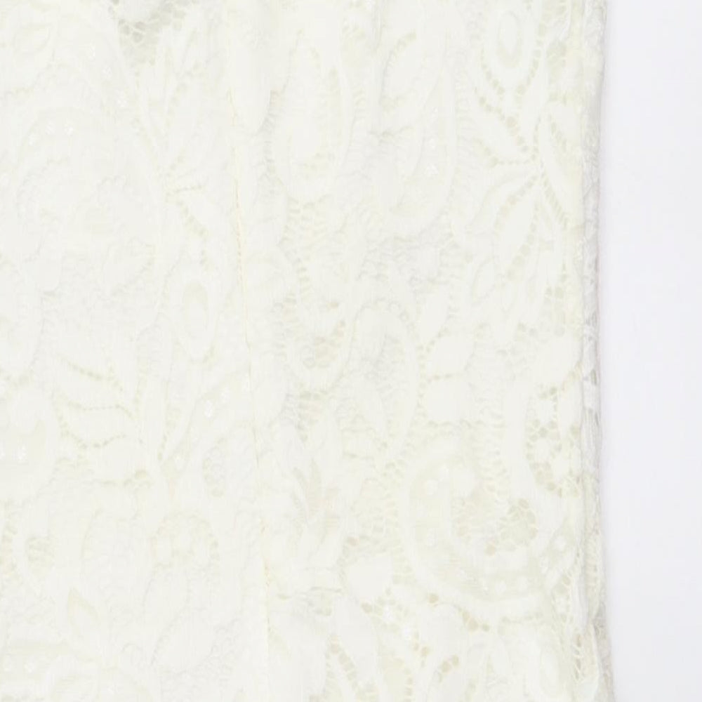 Topshop Womens Ivory Geometric Polyester Mini Size 8 Square Neck Zip