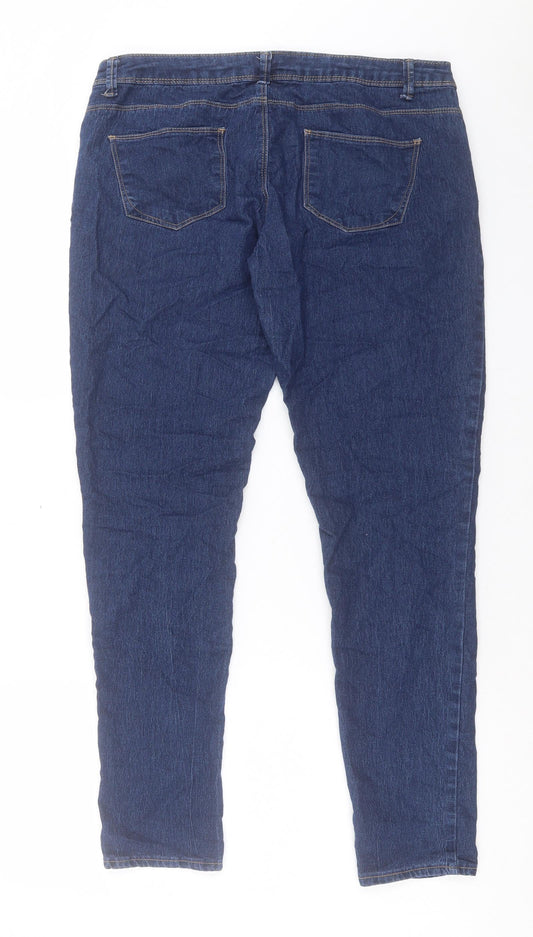 Denim & Co. Womens Blue Cotton Skinny Jeans Size 14 L30 in Regular Button