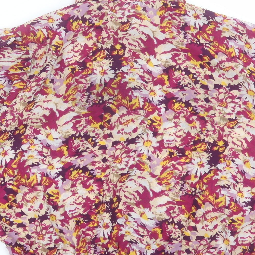 COMMANDER FINEST CLOTHING Womens Purple Floral Polyester Basic Button-Up Size 12 Collared