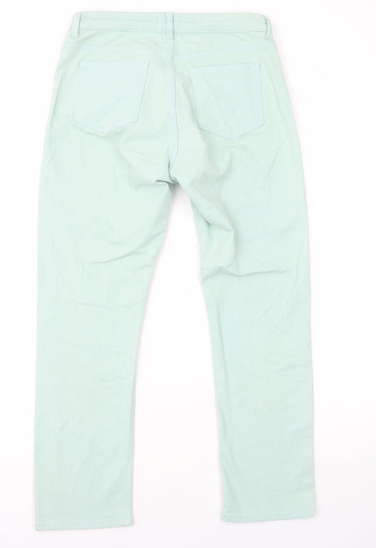 Ghost Womens Green Cotton Straight Jeans Size 12 L26 in Regular Zip