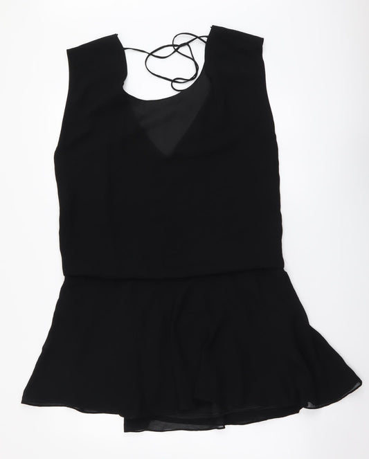 Zara Womens Black Polyester A-Line Size S Scoop Neck Pullover