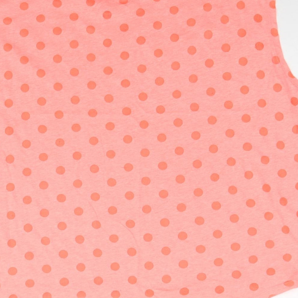 Gap Womens Pink Polka Dot Cotton Basic T-Shirt Size M Scoop Neck