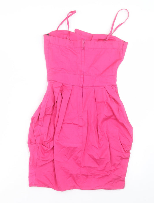 TFNC Womens Pink Cotton A-Line Size M Square Neck Zip