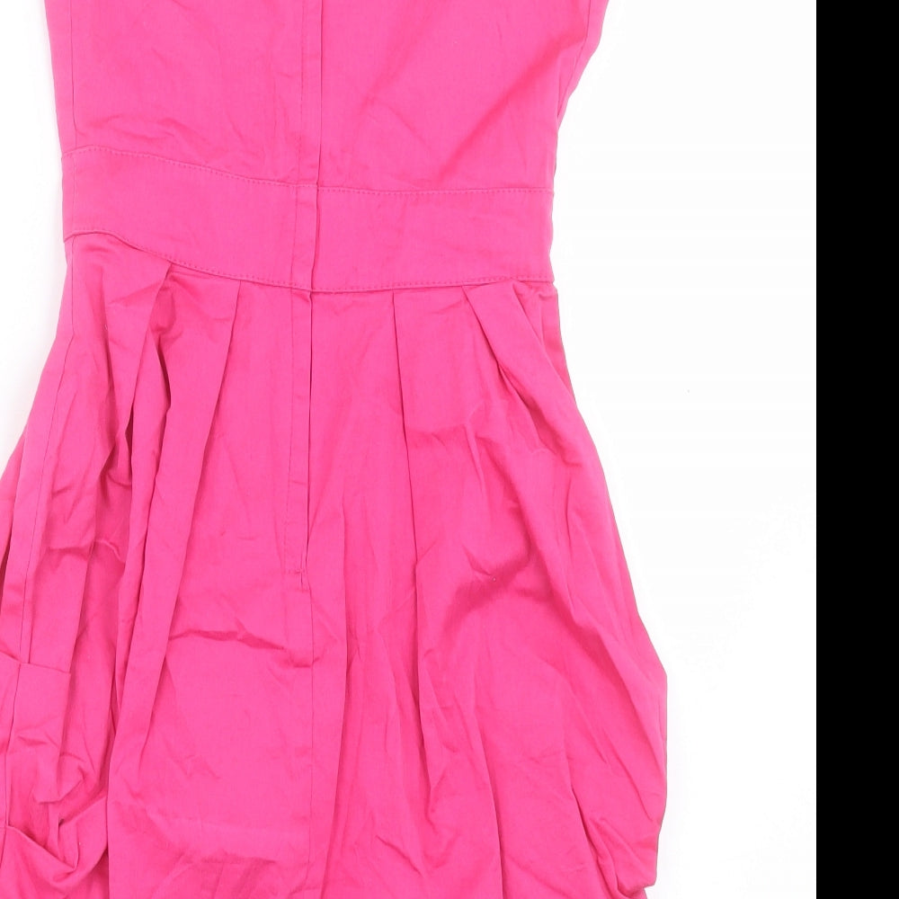 TFNC Womens Pink Cotton A-Line Size M Square Neck Zip