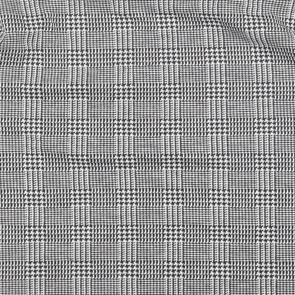 Marks and Spencer Womens Black Geometric Polyester Basic T-Shirt Size 12 Boat Neck - black and white