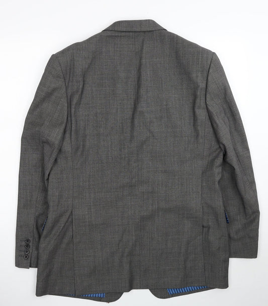 Marks and Spencer Mens Grey Wool Jacket Suit Jacket Size 42 - Shoulder Pads