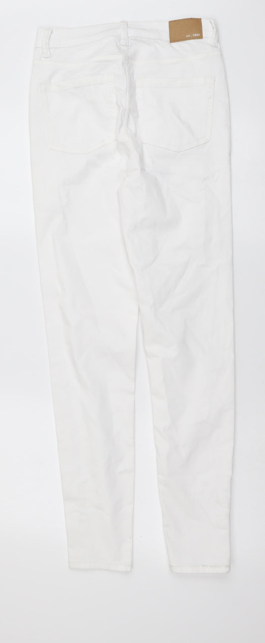 Marks and Spencer Womens White Cotton Skinny Jeans Size 8 L29 in Regular Button