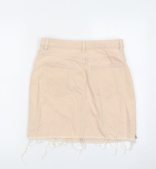 H&M Womens Orange Cotton Mini Skirt Size 10 Zip