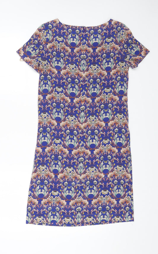 Kachel Womens Multicoloured Geometric Silk A-Line Size 6 Scoop Neck Zip