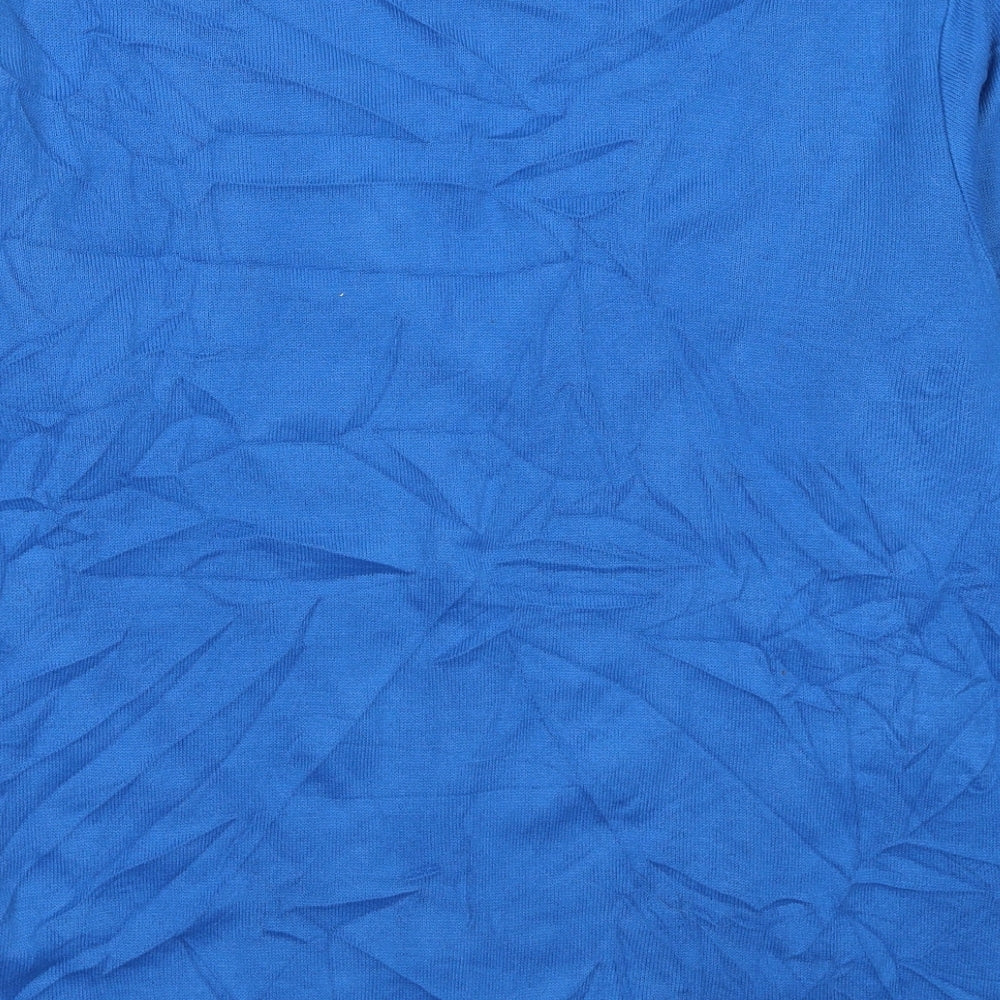 Lee Cooper Womens Blue V-Neck Acrylic Cardigan Jumper Size L
