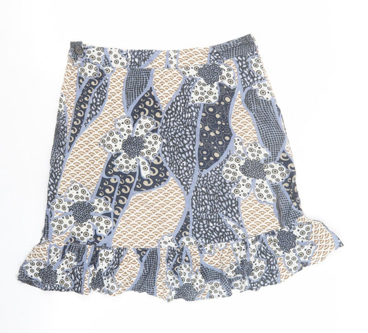 VERO MODA Womens Multicoloured Geometric Cotton Flare Skirt Size 38 Zip