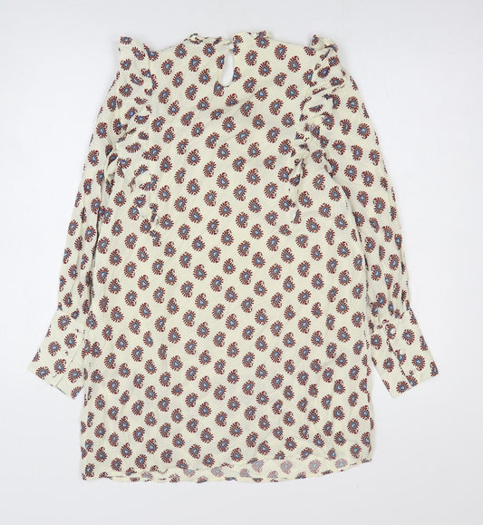 Wild Honey Womens White Geometric Rayon Jumper Dress Size XS Round Neck Pullover
