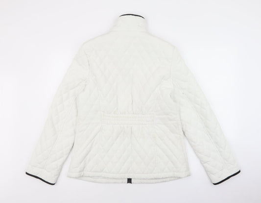 Gallery Womens White Quilted Coat Size M Zip