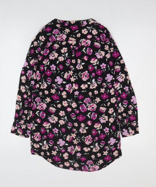 Gap Girls Black Floral Viscose Tunic T-Shirt Size 8-9 Years Round Neck Pullover