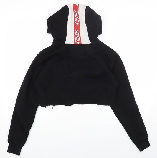 SikSilk Womens Black Cotton Pullover Hoodie Size 8 Pullover
