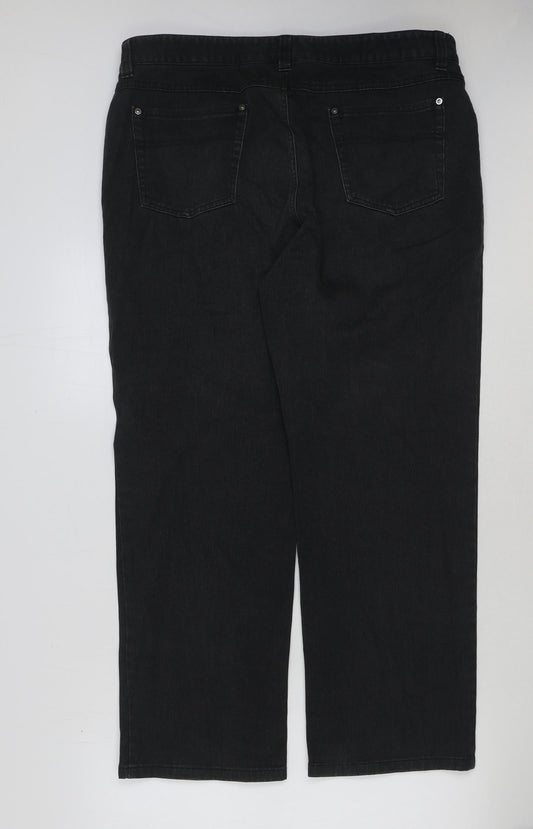 Marks and Spencer Womens Black Cotton Straight Jeans Size 38 in L29 in Regular Button
