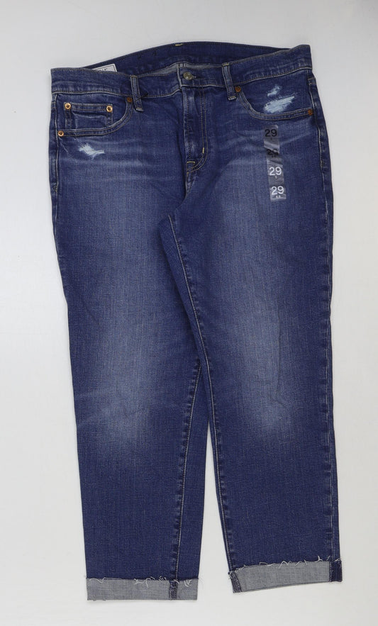 Gap Womens Blue Cotton Straight Jeans Size 29 in L25 in Regular Button