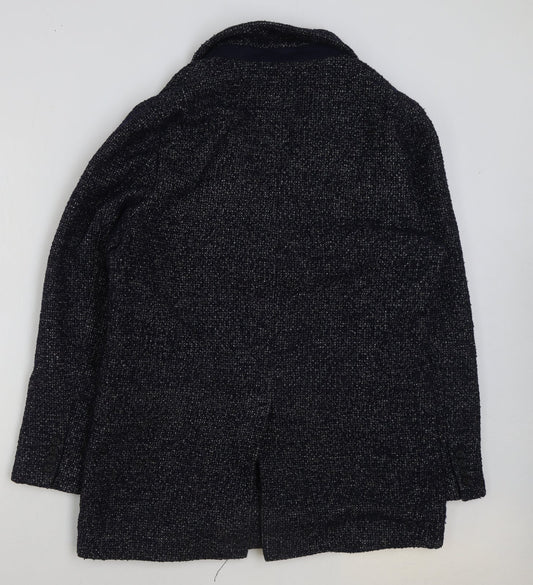 Moss London Womens Blue Pea Coat Jacket Size 44 Button