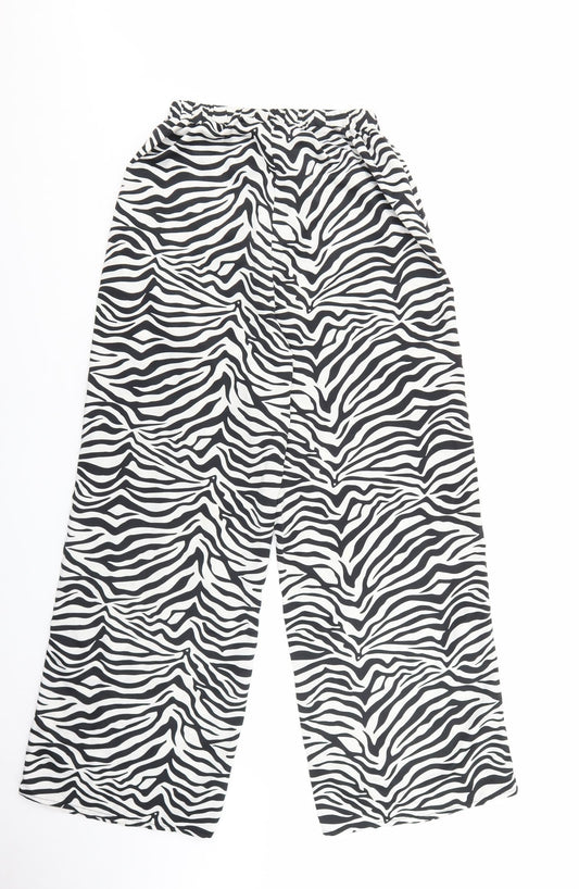 Loungeable Womens Multicoloured Polyester Jogger Trousers Size 10 L29 in Regular - Zebra Print