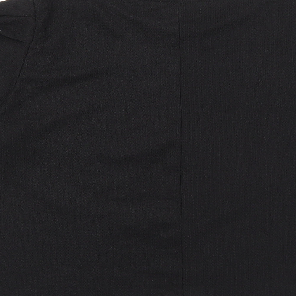 Zara Womens Black Polyester Basic T-Shirt Size L Round Neck - Balloon Sleeves