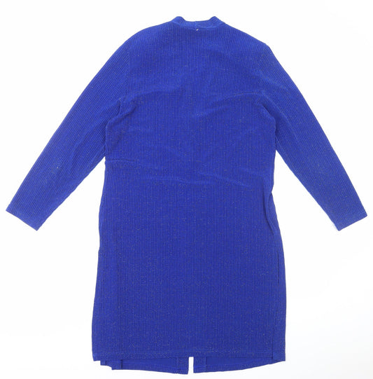 Stephen Y Womens Blue Polyester Jacket Dress Size M V-Neck Button