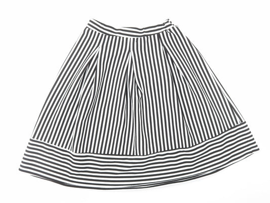 Faith And Joy Womens Black Striped Polyester A-Line Skirt Size M