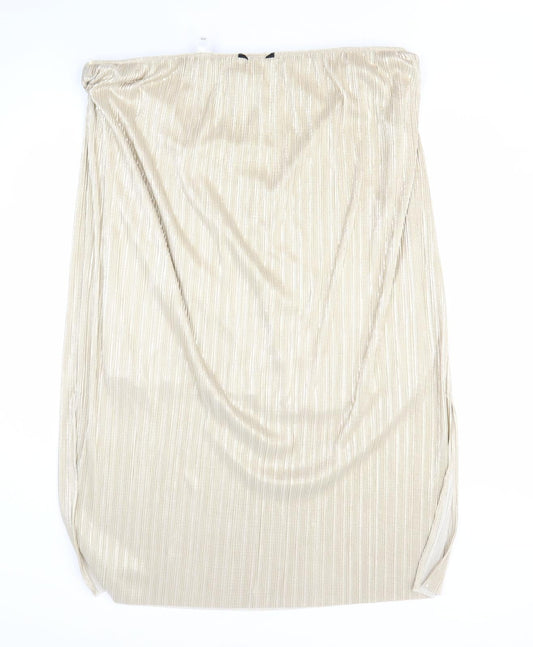 Preworn Womens Gold Polyester A-Line Skirt Size 6