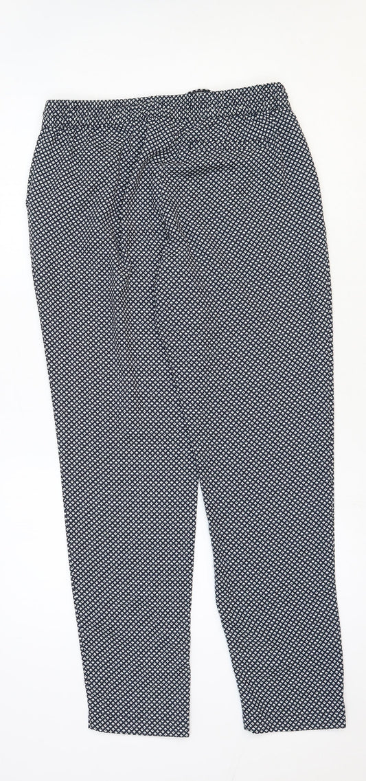 Gap Womens Black Geometric Polyester Carrot Trousers Size S L28 in Regular Drawstring