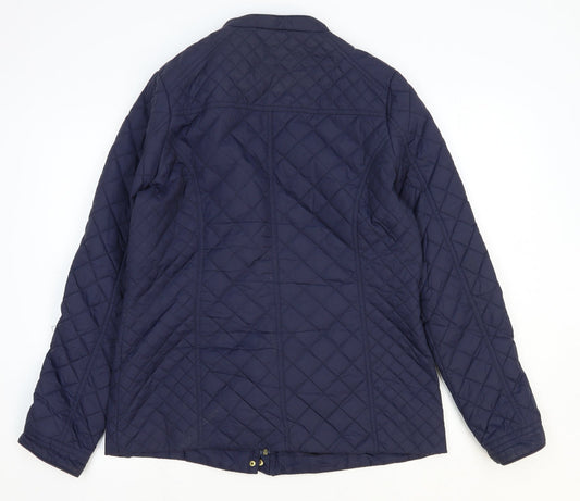 South Womens Blue Quilted Coat Size 14 Zip