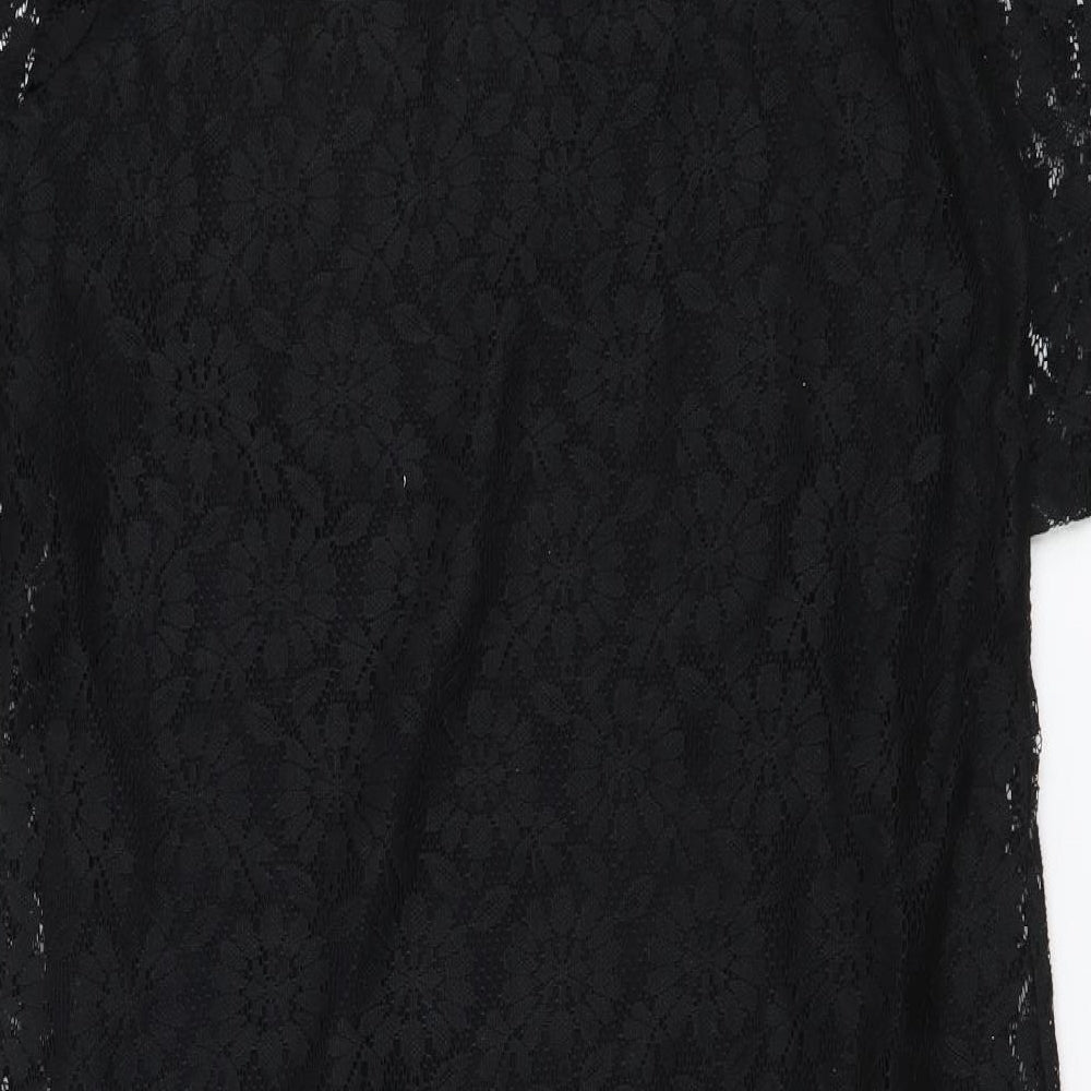 Dorothy Perkins Womens Black Floral Polyester A-Line Size 10 Boat Neck Pullover