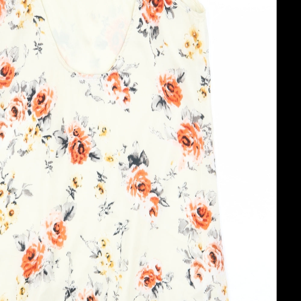 Fashion Union Womens Beige Floral Polyester Slip Dress Size 12 Boat Neck Pullover