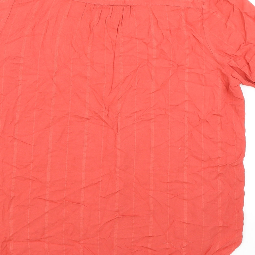 Marks and Spencer Womens Red Viscose Basic Blouse Size 14 Round Neck