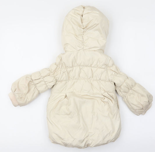 Gap Girls Ivory Puffer Jacket Coat Size 2 Years Zip