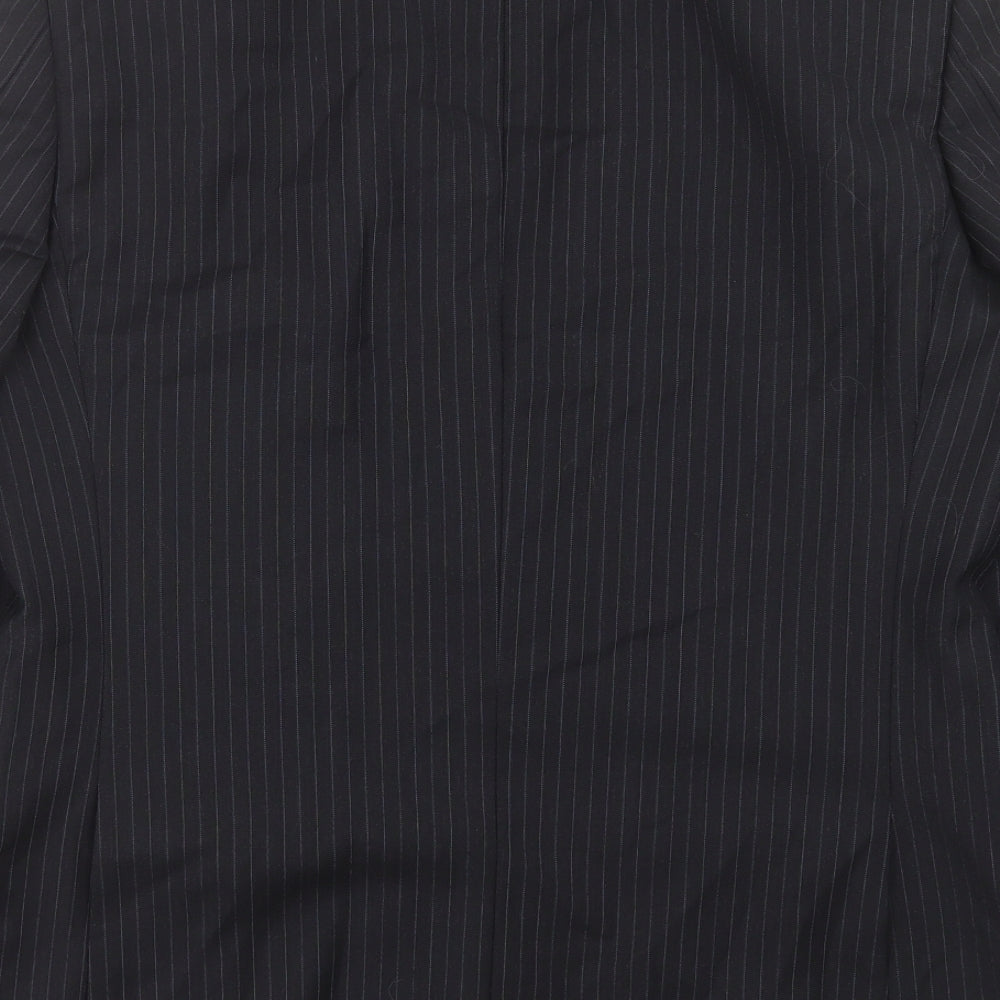 Racing Green Mens Black Striped Wool Jacket Suit Jacket Size 36