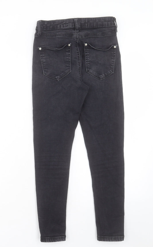 Miss Selfridge Womens Black Cotton Skinny Jeans Size 8 L24 in Regular Button