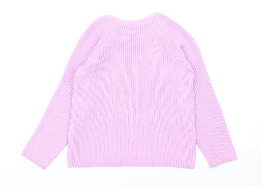 LC Waikiki Girls Purple Round Neck Acrylic Pullover Jumper Size 10-11 Years Pullover - Fluffy Front