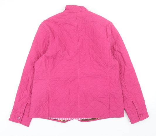 Lands' End Womens Pink Quilted Jacket Size 6 Button - UK Size 6-8