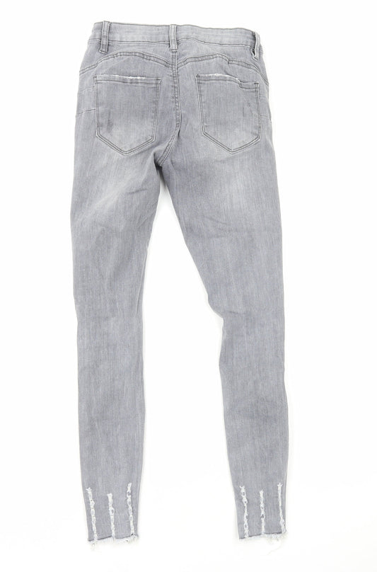 Laulia Womens Grey Cotton Skinny Jeans Size 8 L27 in Regular Zip