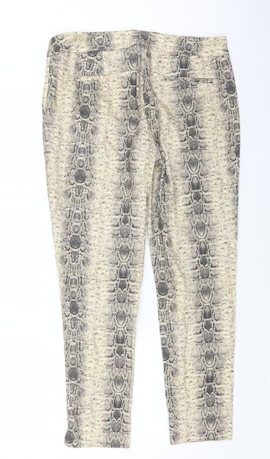 A&G Womens Beige Animal Print Cotton Straight Jeans Size 14 L26 in Regular Zip - Snake Print