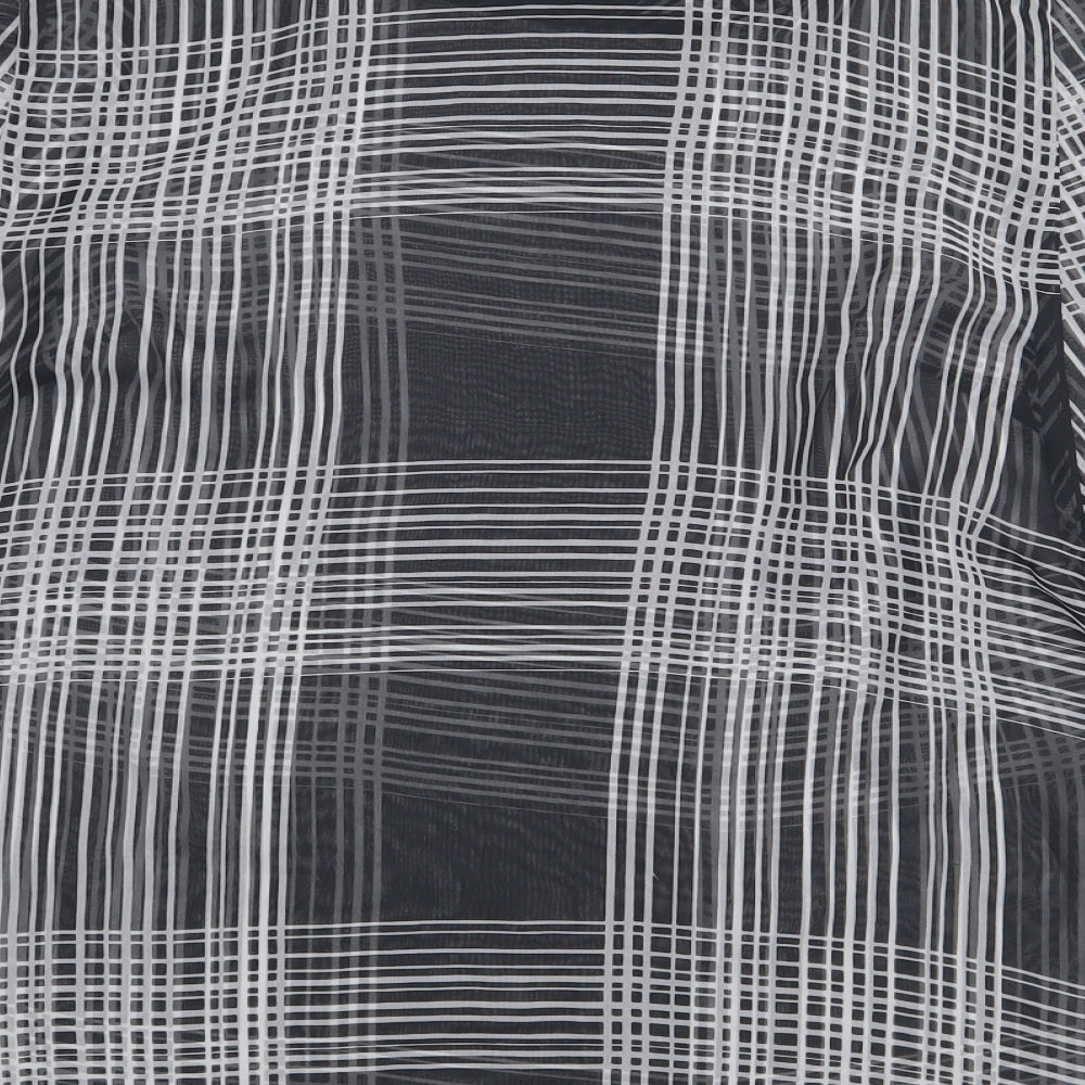 Marks and Spencer Womens Black Plaid Polyester Basic Blouse Size 16 Roll Neck