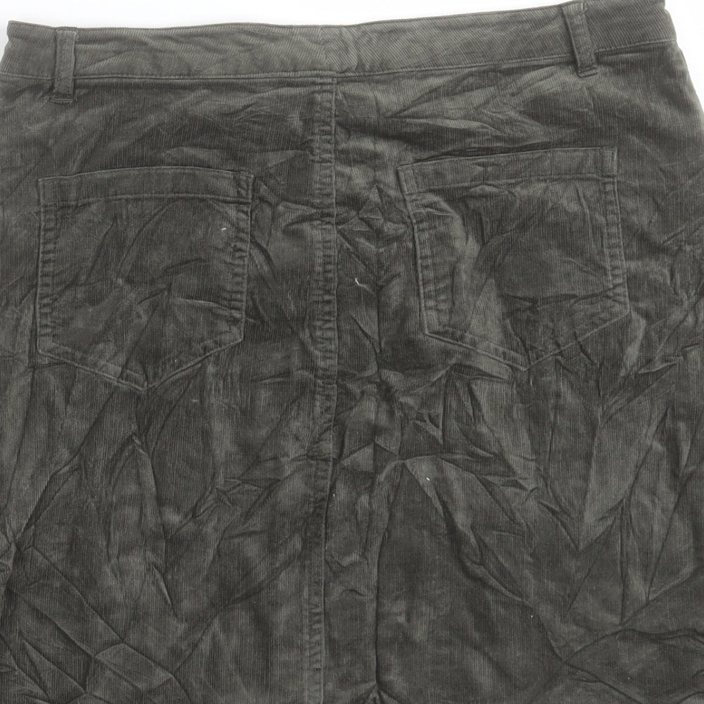John Lewis Womens Green Cotton Mini Skirt Size 10 Button