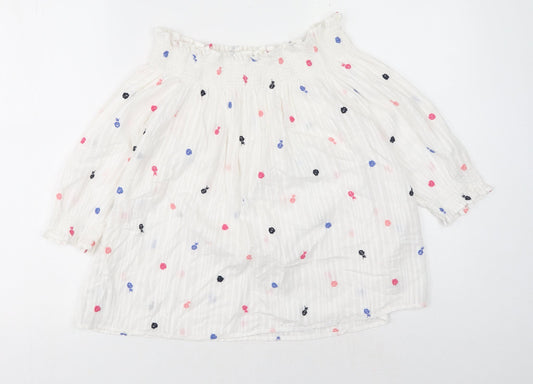 Gap Womens White Geometric Cotton Basic Blouse Size M Boat Neck