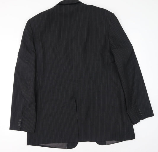 Marks and Spencer Mens Grey Striped Polyester Jacket Suit Jacket Size 46